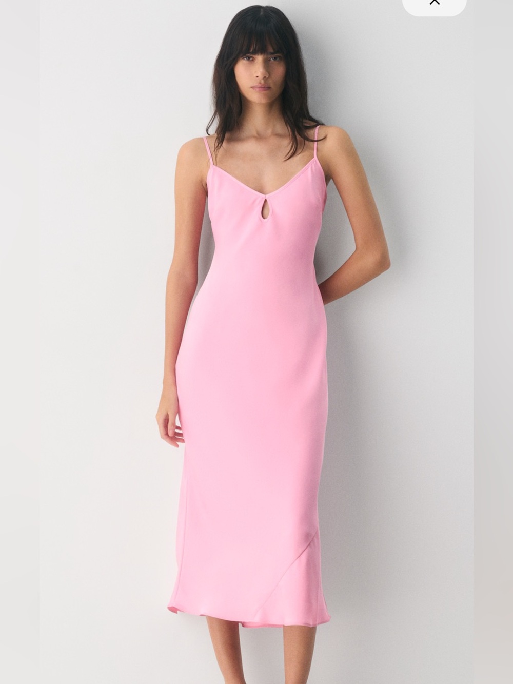 BNNW Duskfall Satin Midi Dress in Jellybean Pink